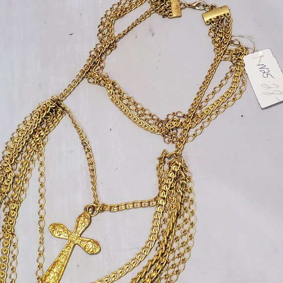 Bijou Multi-Layered Gold Cross Necklace: - Picture 8 of 9